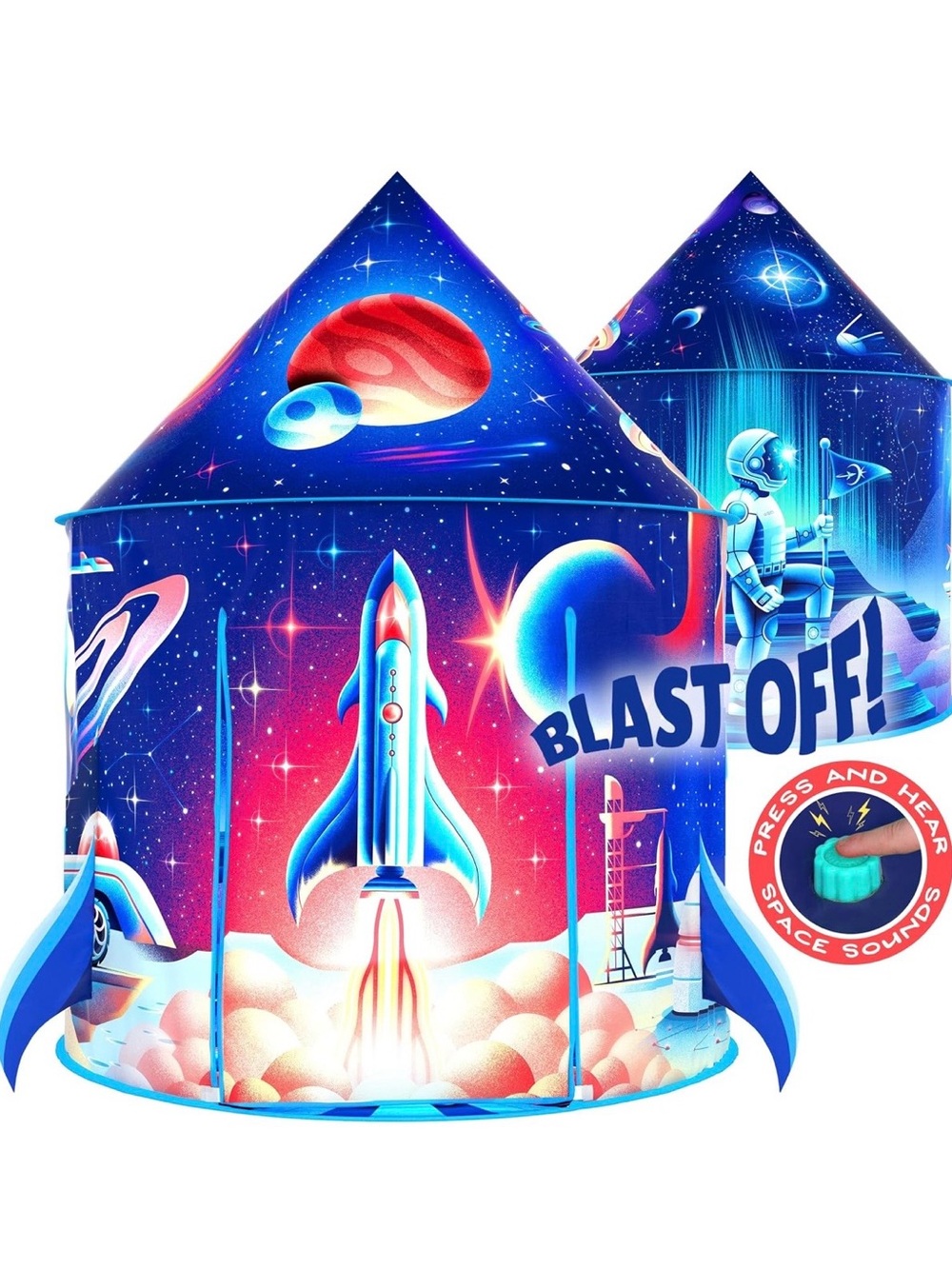 Space Rocket Kids Play Tent - Blue "Blast Off" - BNWOT